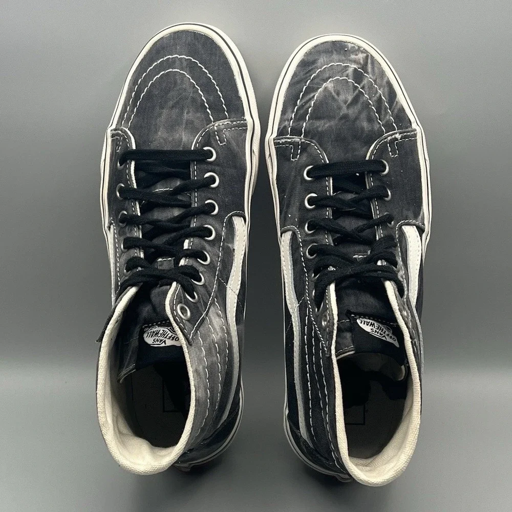 Vans Sk8-Hi Washed Black Gray High Top Skate Shoes - Men's‎ Size 8 USED